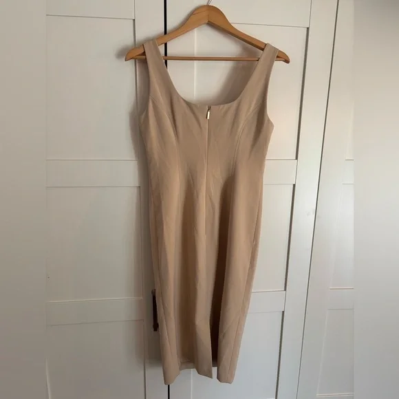 Karl Lagerfeld Crepe Sheath Dress in Tan Size 4 Midi length - Picture 4 of 9